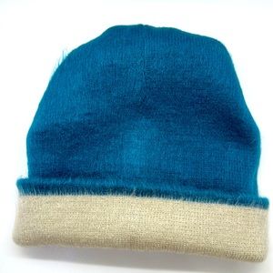 Beanie new aqua teal cream reversible cap hat South American Ecuadorian soft